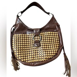 Sharif studio leather woven braided tassels bag